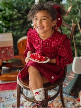 Souris Mini Red and White Plaid Brushed Flannel Dress